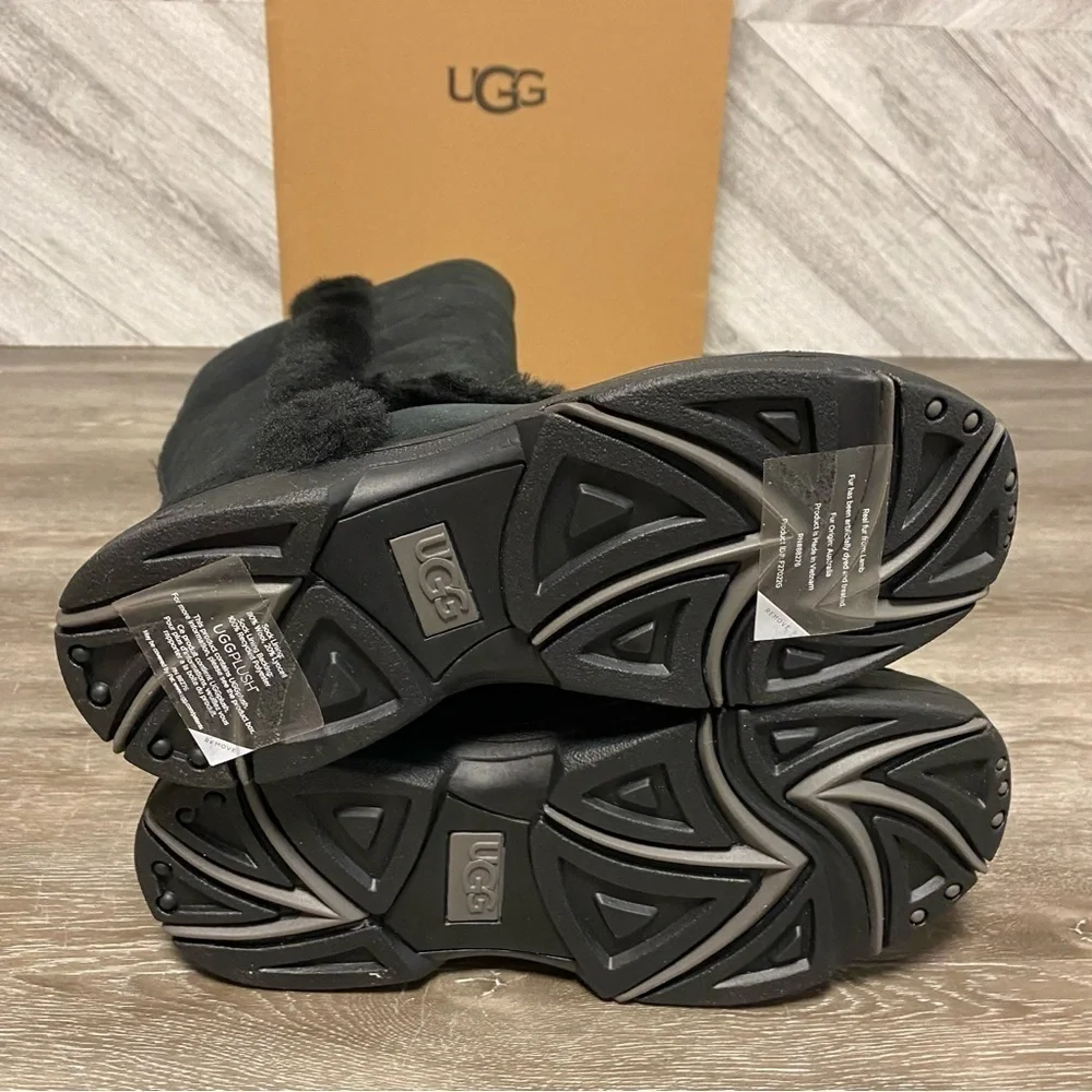 UGG | Sunburst Extra Tall Suede Shearling Boots In Black NEW